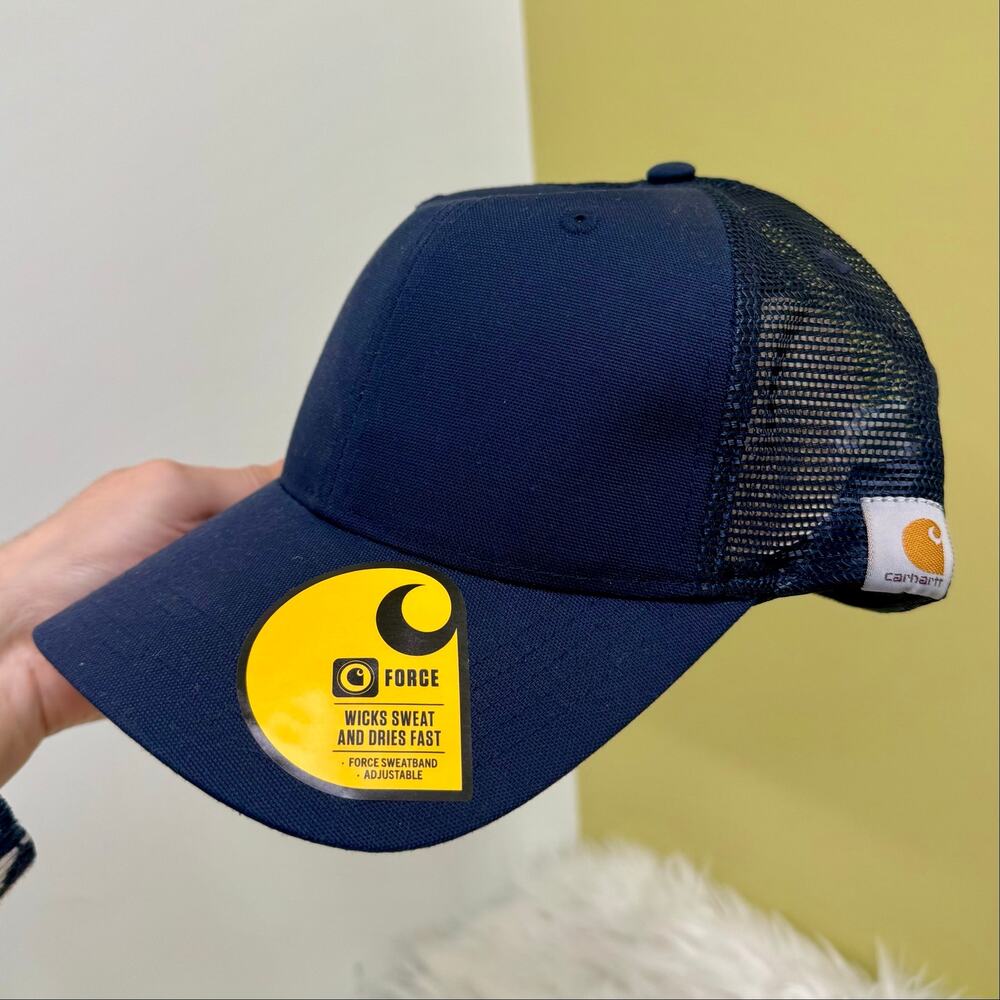CARHARTT Force Snapback Hat Canvas Mesh Cap Professional Minimalist Navy NEW